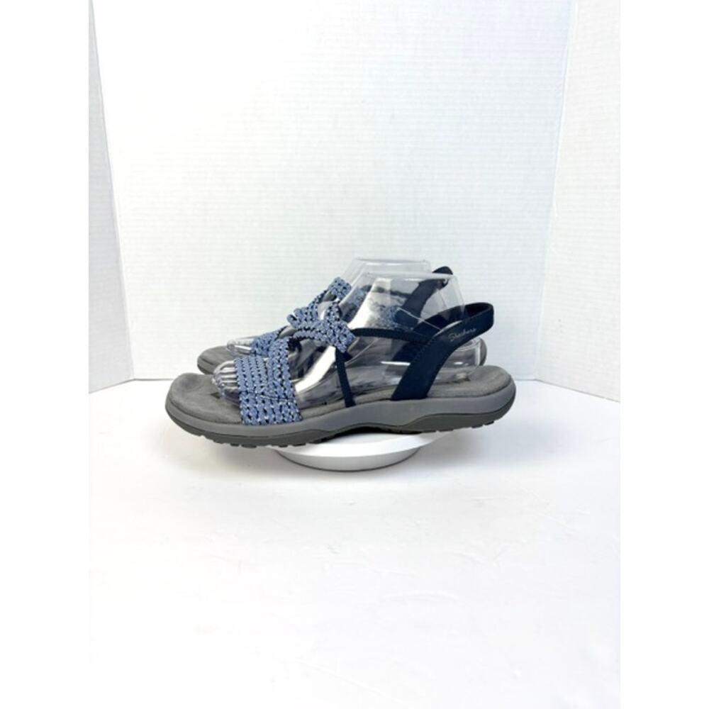 Skechers Memory Foam Women's Size 11 Blue Woven Strappy Slingback Sandals - Picture 2 of 9